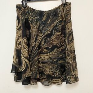 Elegant Black and Gold Paisley Skirt